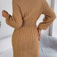 Cable-Knit Cutout Round Neck Slit Sweater