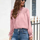 Smocked Mock Neck Swiss Dot Top