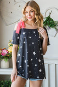 Heimish Full Size Star Print Asymmetrical Neck Short Sleeve Top *