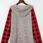 Plaid Half Snap Long Sleeve Hoodie