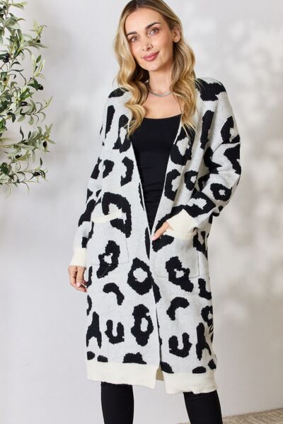 BiBi Leopard Open Front Ivory Cardigan