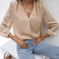 Swiss Dot Frill Trim Puff Sleeve Blouse