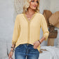Lace Detail V-Neck Three-Quarter Sleeve Blouse