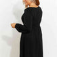 Full Size Scoop Neck Empire Waist Long Sleeve Mini Dress