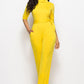 Mock Neck Tie-Waist Half Sleeve Jumpsuit