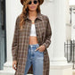 Plaid Button Up Dropped Shoulder Shirt