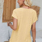 Eyelet Round Neck Rolled Short Sleeve T-Shirt