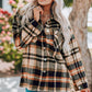 Plaid Button Front Shirt Jacket with Breast Pockets