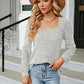 Full Size Tosha Ribbed Square Neck Long Sleeve T-Shirt