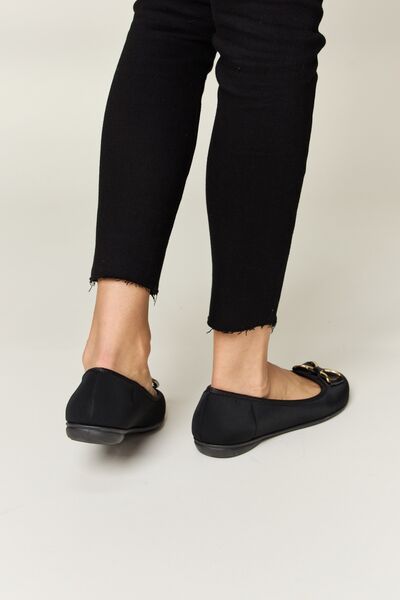 Forever Link Metal Buckle Flat Loafers *