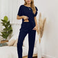 Round Neck Top and Pants Lounge Set