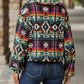 Geometric Dropped Shoulder Balloon Sleeve Outerwear