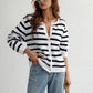 Striped Button Front Cardigan