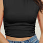 Mock Neck Ruched Cropped Tank