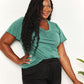 Full Size Double Take Ruched V-Neck Short Sleeve T-Shirt