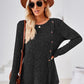 Hannah Mea Ribbed Buttoned Round Neck Slit T-Shirt
