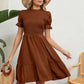 Women's Full Size Smocked Flounce Sleeve Ruffle Hem Dress