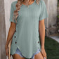Decorative Button Round Neck Short Sleeve Blouse