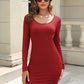 Full Size Round Neck Long Sleeve Mini Dress
