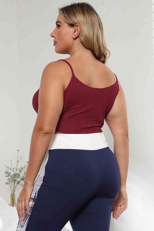 Plus Size Ribbed Brick Red Spaghetti Strap Top