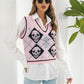 Zoe&Hannah Skull Contrast V-Neck Sweater Vest