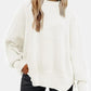 Round Neck Drop Shoulder Slit Sweater
