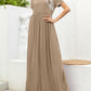 OCEANSIDE Round Neck Short Sleeve Maxi Dress with Pockets