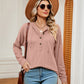 Full Size Half-Button Dropped Shoulder Hoodie