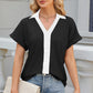 Eyelet Johnny Collar Short Sleeve T-Shirt