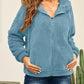 Drawstring Zip Up Hooded Plush Jacket