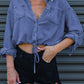 Full Size Tie Detail Denim Top