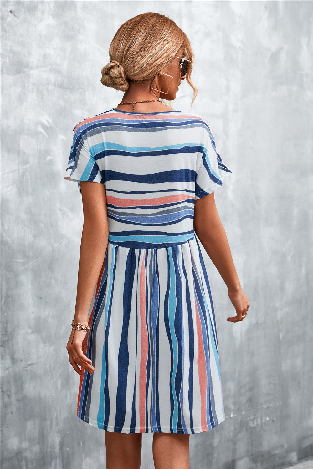 Women's Striped Round Neck Dress