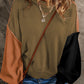 Contrast Round Neck Dropped Shoulder Sweater
