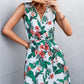 Women's Printed Zip Detail Belted Sleeveless Dress