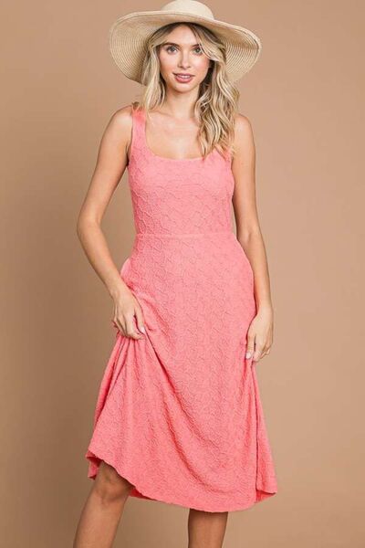 Culture Code Texture Square Neck Tank Dress with Pockets *