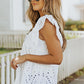 Women's Frill Trim Flutter Sleeve Plunge Blouse