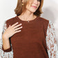 And The Why Chestnut Brown Full Size Foil Printed Sleeve Top