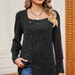 Decorative Button Square Neck T-Shirt