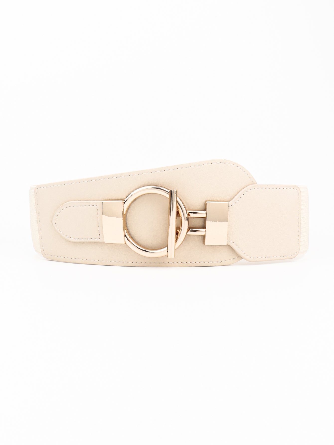 Women's PU Elastic Wide Belt with Alloy Buckle