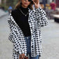 FashionToFigureTrends White Houndstooth Button Down Jacket