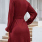 Round Neck Tie Front Long Sleeve Dress