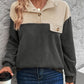 Color Block Quarter Button Dropped Shoulder Sweatshirt