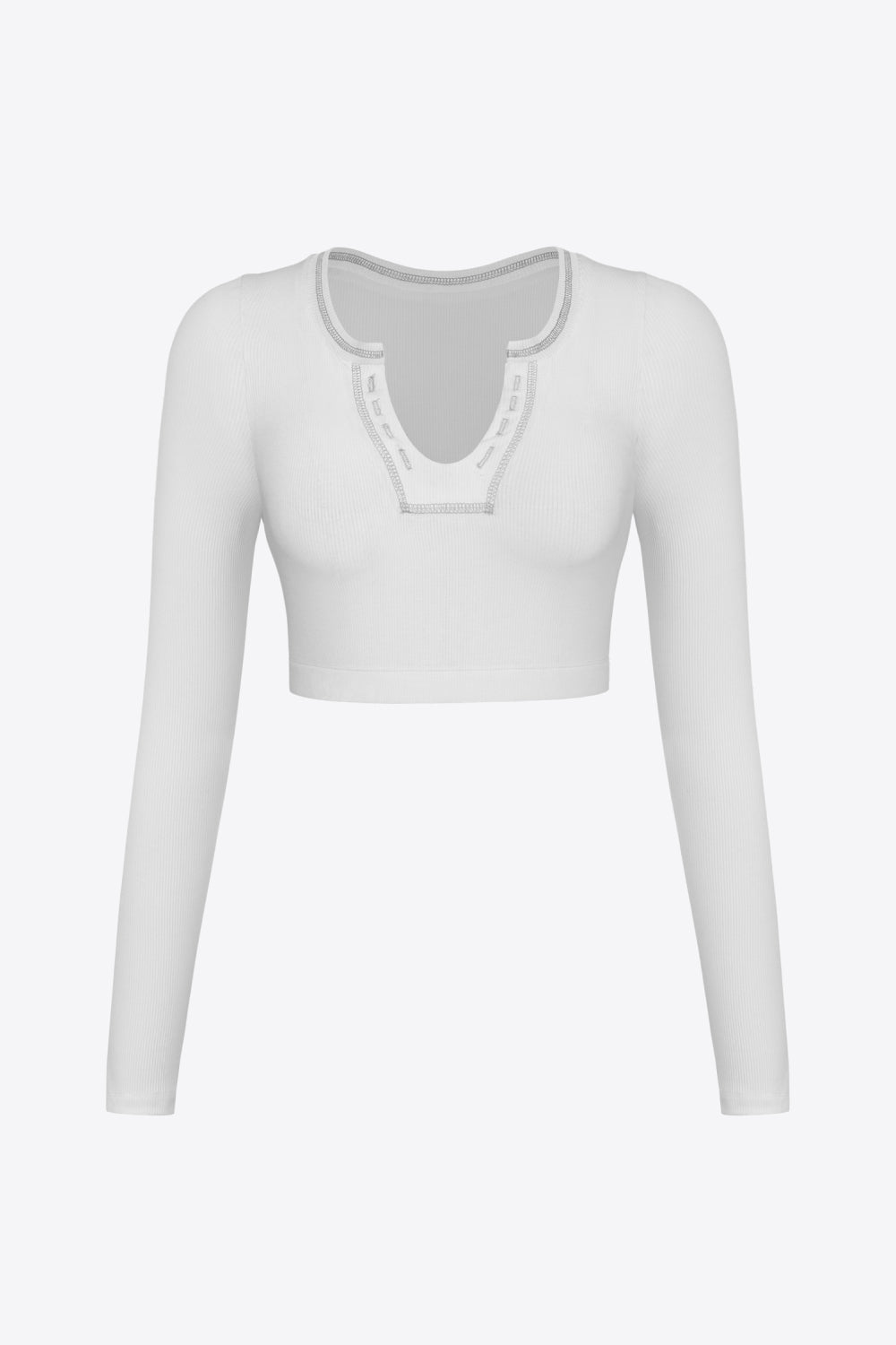 Women's Contrast Trim Ribbed Cropped Top