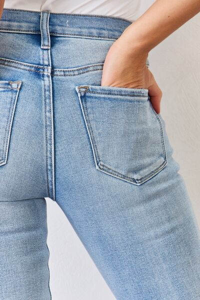 Kancan Full Size Mid Rise Y2K Slit Bootcut Jeans *