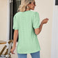Full Size Eyelet Puff Sleeve V-Neck Top