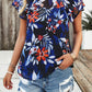 Printed Ruffled Mock Neck Blouse