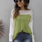 Color Block Round Neck Dropped Shoulder Sweater