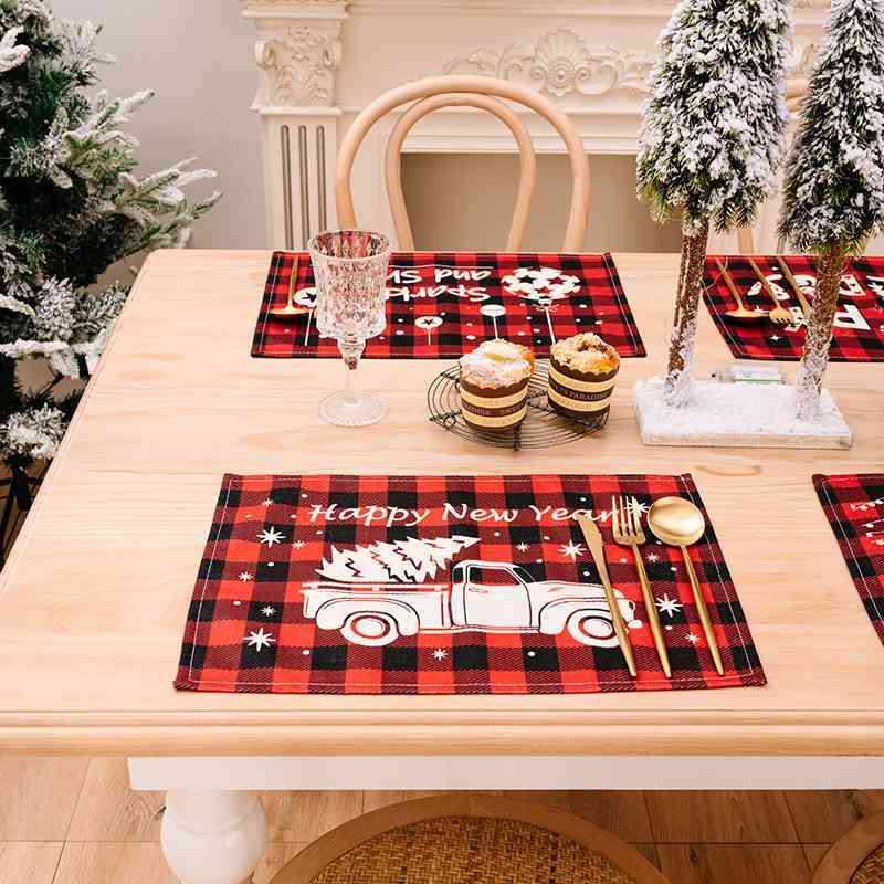 Winter Country Christmas Assorted 2-Piece Plaid Placemats