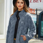 Full Size Fuzzy Checkered Zip Up Jacket