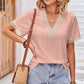 Eyelet V-Neck Short Sleeve T-Shirt
